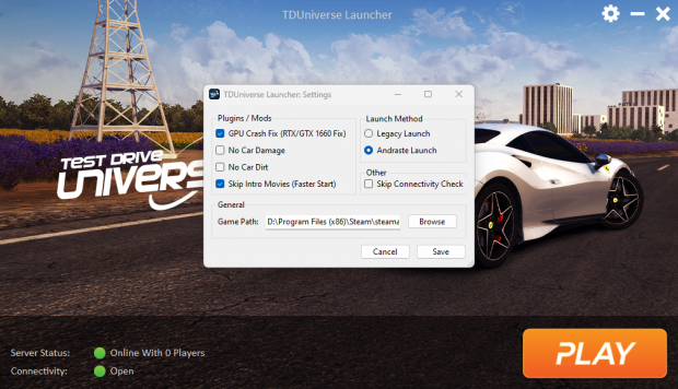 TDUniverse New Launcher Settings Panel.png